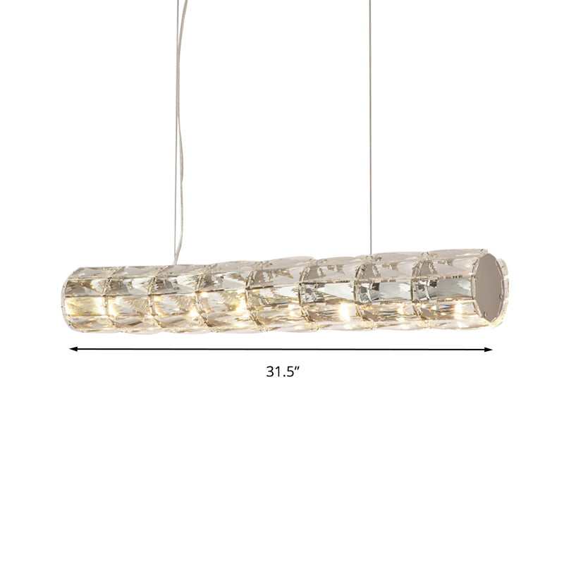 Modern Crystal Tube Island Light With 6/8 Bulb Suspension - Clear And Stylish