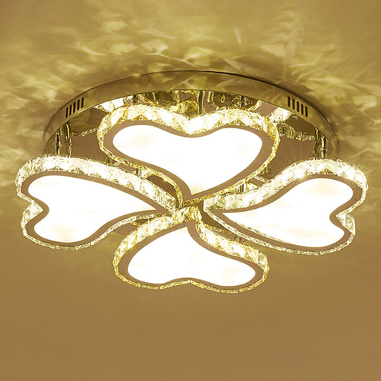 Crystal Heart-Shaped LED Chrome Ceiling Mount Light Fixture