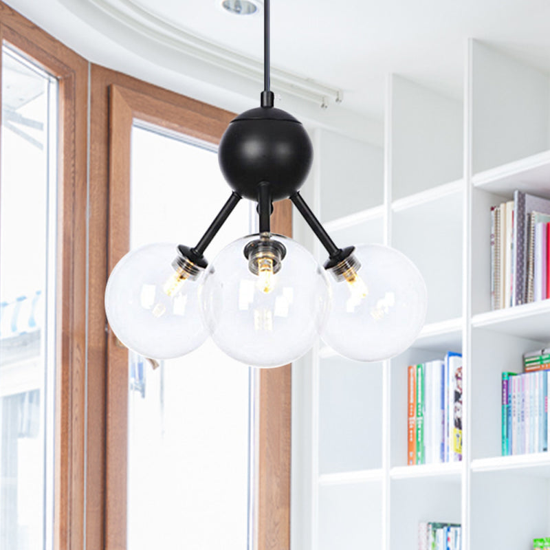 Industrial Living Room Chandelier Lamp With Sputnik Design And Amber/Clear/Smoke Gray Glass - 3/9/12