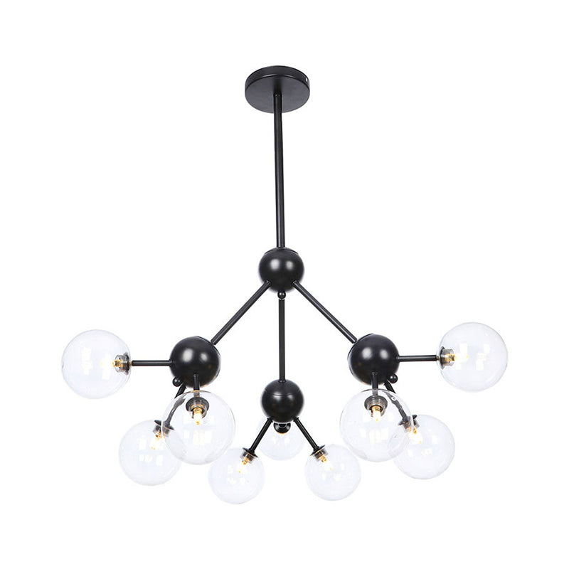 Industrial Orb Chandelier Lamp with Sputnik Design, Amber/Clear/Smoke Gray Glass, 3/9/12 Lights, 13"/27.5"/34" Wide