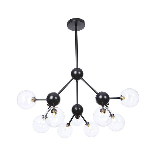 Industrial Living Room Chandelier Lamp With Sputnik Design And Amber/Clear/Smoke Gray Glass - 3/9/12