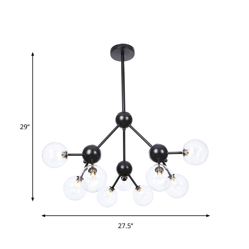 Industrial Orb Chandelier Lamp with Sputnik Design, Amber/Clear/Smoke Gray Glass, 3/9/12 Lights, 13"/27.5"/34" Wide