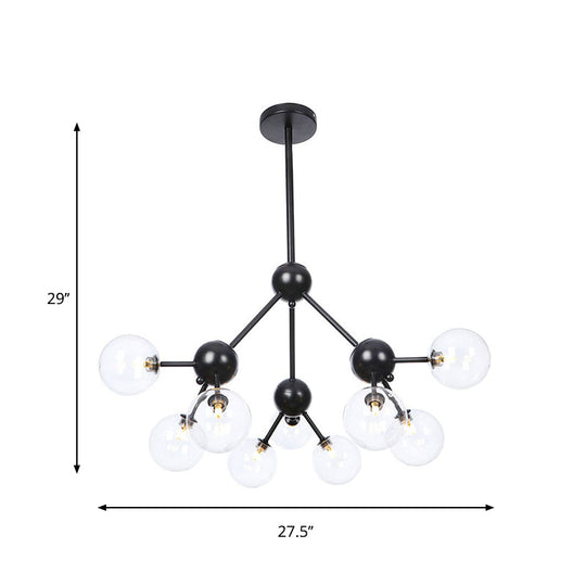 Industrial Living Room Chandelier Lamp With Sputnik Design And Amber/Clear/Smoke Gray Glass - 3/9/12