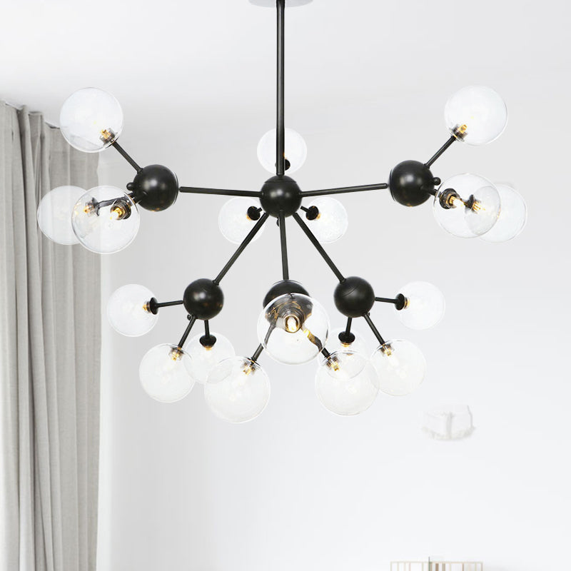 Industrial Orb Chandelier Lamp with Sputnik Design, Amber/Clear/Smoke Gray Glass, 3/9/12 Lights, 13"/27.5"/34" Wide