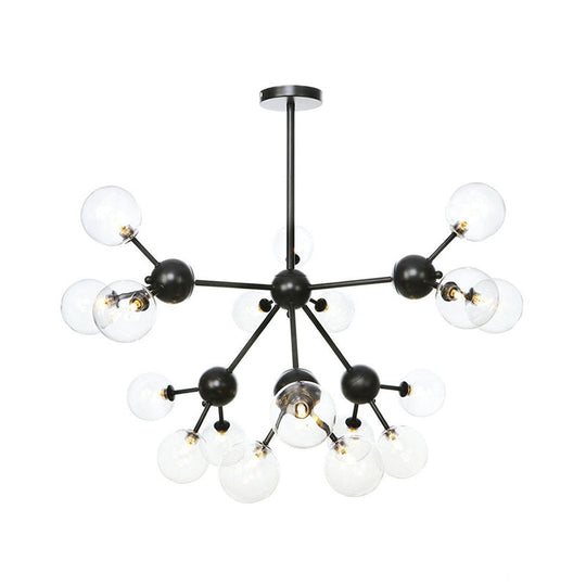 Industrial Orb Chandelier Lamp with Sputnik Design, Amber/Clear/Smoke Gray Glass, 3/9/12 Lights, 13"/27.5"/34" Wide