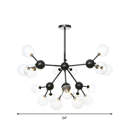 Industrial Orb Chandelier Lamp with Sputnik Design, Amber/Clear/Smoke Gray Glass, 3/9/12 Lights, 13"/27.5"/34" Wide