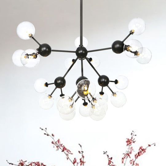 Industrial Orb Chandelier Lamp with Sputnik Design, Amber/Clear/Smoke Gray Glass, 3/9/12 Lights, 13"/27.5"/34" Wide