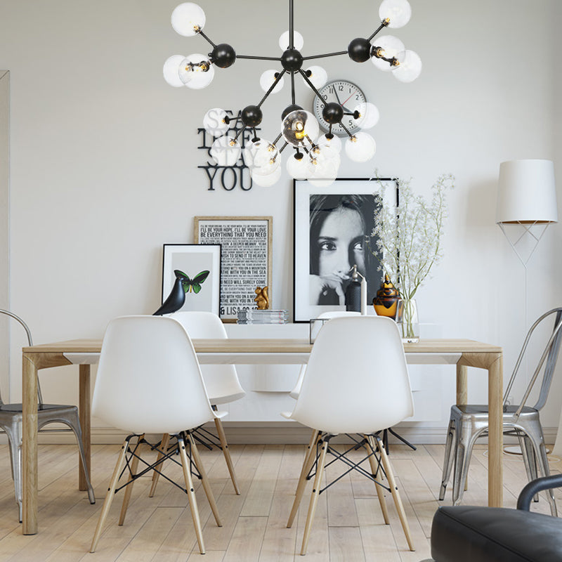 Industrial Living Room Chandelier Lamp With Sputnik Design And Amber/Clear/Smoke Gray Glass - 3/9/12