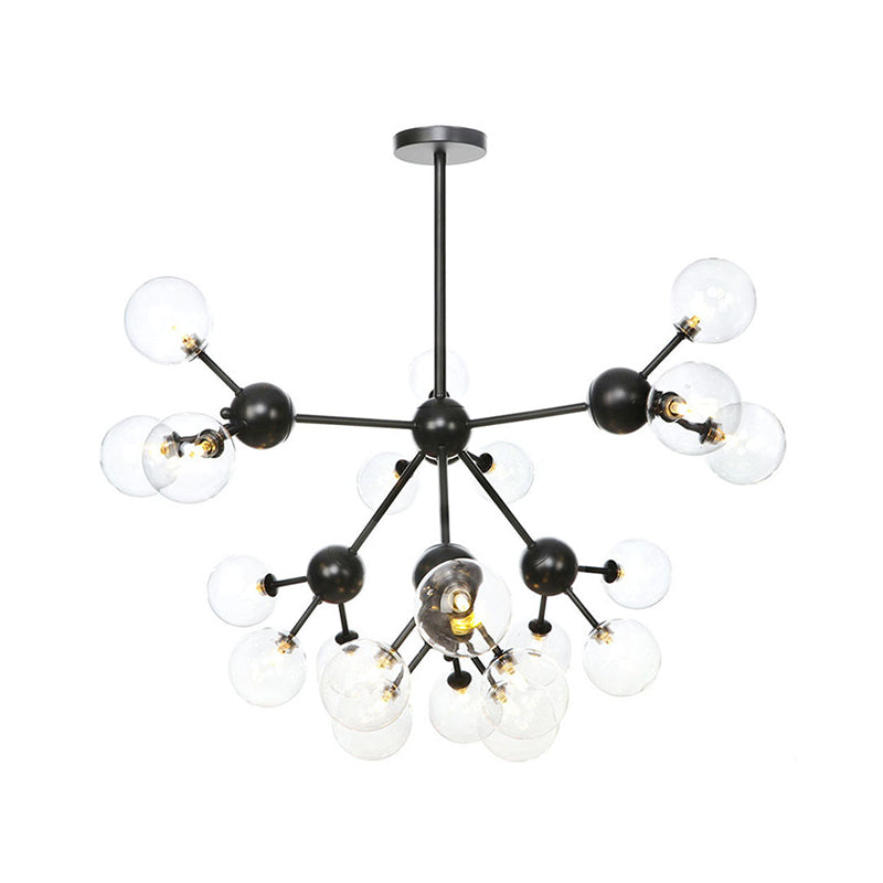 Industrial Orb Chandelier Lamp with Sputnik Design, Amber/Clear/Smoke Gray Glass, 3/9/12 Lights, 13"/27.5"/34" Wide