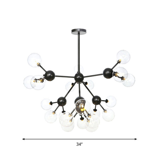 Industrial Orb Chandelier Lamp with Sputnik Design, Amber/Clear/Smoke Gray Glass, 3/9/12 Lights, 13"/27.5"/34" Wide