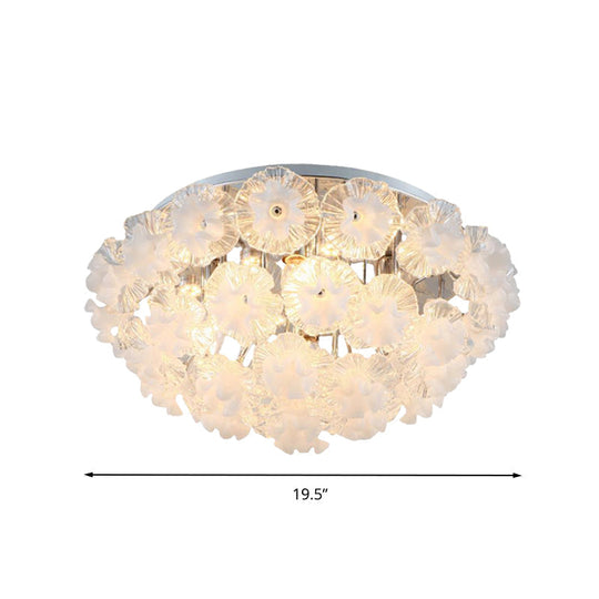 Contemporary Crystal Flower Ceiling Flushmount Light - 4 Lights Chrome Finish Perfect For Living