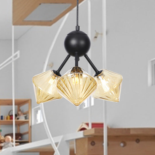 Diamond Living Room Chandelier Lamp - Warehouse Style Pendant Lighting With Sputnik Design 3/9/12