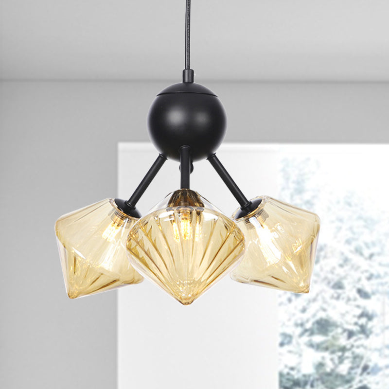 Diamond Living Room Chandelier Lamp - Warehouse Style Pendant Lighting With Sputnik Design 3/9/12