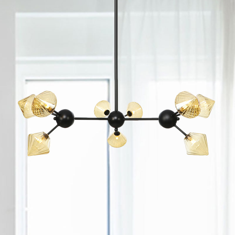 Diamond Living Room Chandelier Lamp - Warehouse Style Pendant Lighting With Sputnik Design 3/9/12