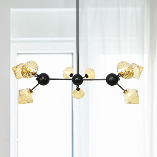 Diamond Living Room Chandelier Lamp - Warehouse Style Pendant Lighting With Sputnik Design 3/9/12