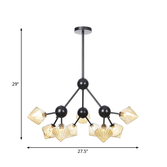 Diamond Living Room Chandelier Lamp - Warehouse Style Pendant Lighting With Sputnik Design 3/9/12