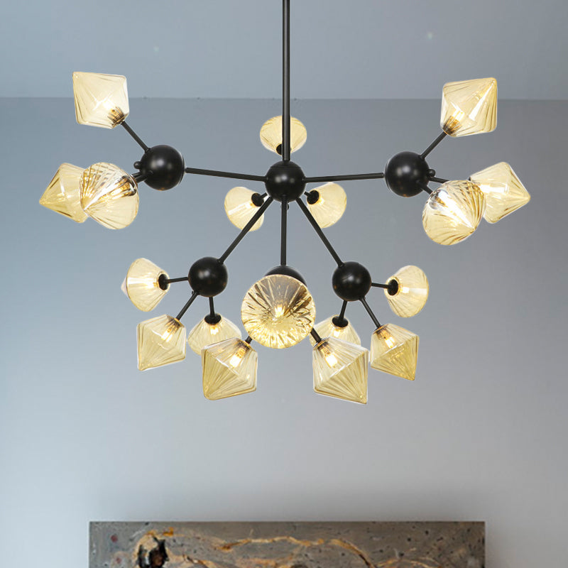 Diamond Living Room Chandelier Lamp - Warehouse Style Pendant Lighting With Sputnik Design 3/9/12