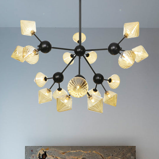 Diamond Living Room Chandelier Lamp - Warehouse Style Pendant Lighting With Sputnik Design 3/9/12