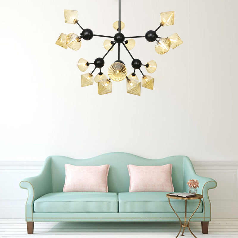 Diamond Living Room Chandelier Lamp - Warehouse Style Pendant Lighting With Sputnik Design 3/9/12