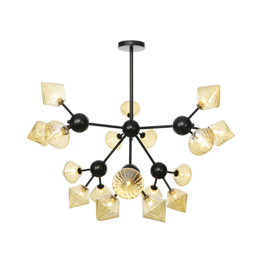 Diamond Living Room Chandelier Lamp - Warehouse Style Pendant Lighting With Sputnik Design 3/9/12