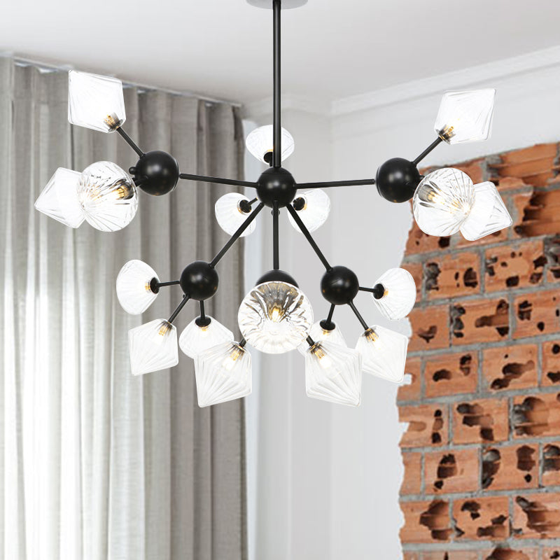 Diamond Living Room Chandelier Lamp - Warehouse Style Pendant Lighting With Sputnik Design 3/9/12