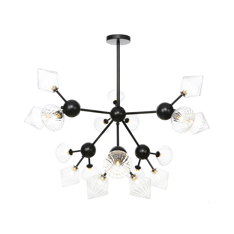 Diamond Living Room Chandelier Lamp - Warehouse Style Pendant Lighting With Sputnik Design 3/9/12