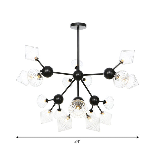 Diamond Living Room Chandelier Lamp - Warehouse Style Pendant Lighting With Sputnik Design 3/9/12