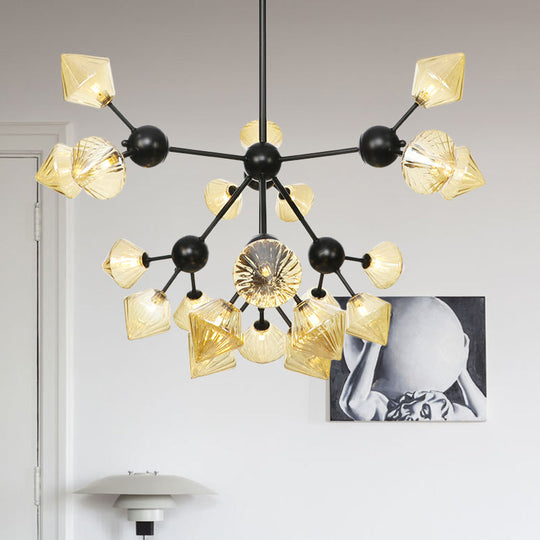 Diamond Living Room Chandelier Lamp - Warehouse Style Pendant Lighting With Sputnik Design 3/9/12