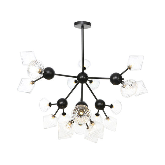 Diamond Living Room Chandelier Lamp - Warehouse Style Pendant Lighting With Sputnik Design 3/9/12