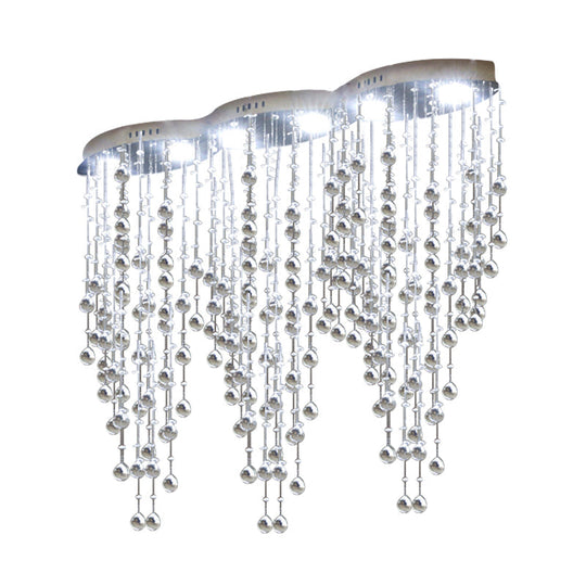 Modern LED Gold Flush Mount Raindrop Crystal Ceiling Lamp for Living Room