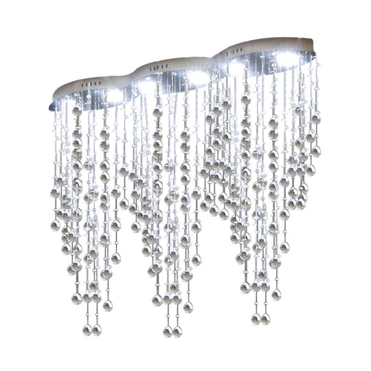 Modern Led Gold Flush Mount Raindrop Crystal Ceiling Lamp For Living Room