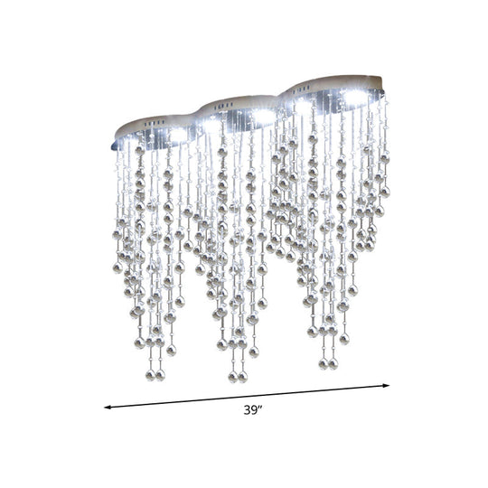 Modern Led Gold Flush Mount Raindrop Crystal Ceiling Lamp For Living Room