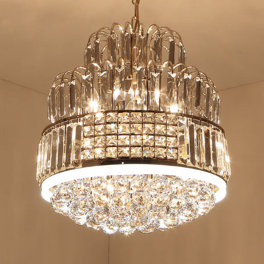 Modern Circular Crystal Ball Chandelier - 11-Light Gold Pendant Lighting For Dining Room