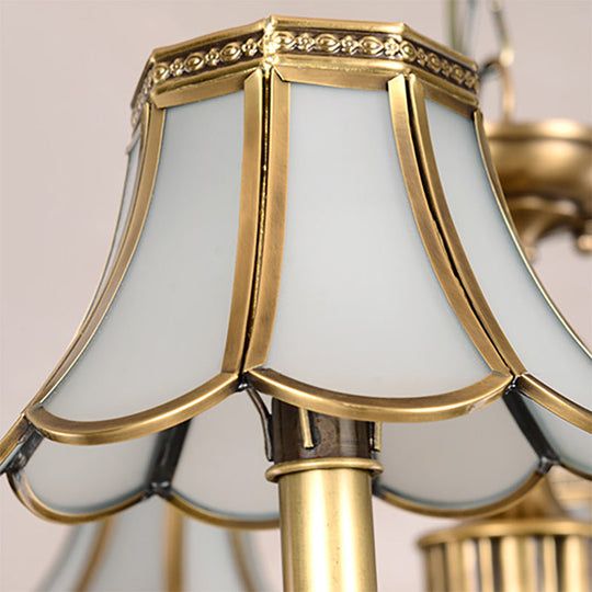 Scalloped Chandelier Lamp - Colonial Brass With Frosted Glass