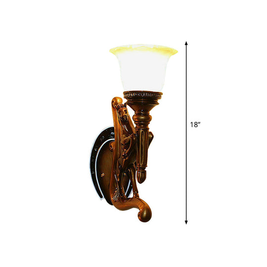 Modern Horse Resin Wall Sconce Light With Amber Glass Shade