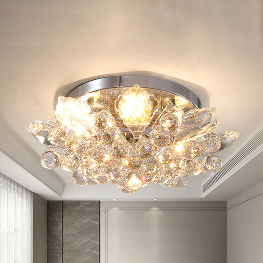 Contemporary Crystal Ball Ceiling Light with LED, Gold/Silver Semi Flush Mount