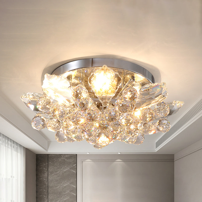 Contemporary Crystal Ball Ceiling Light With Led Gold/Silver Semi Flush Mount Silver