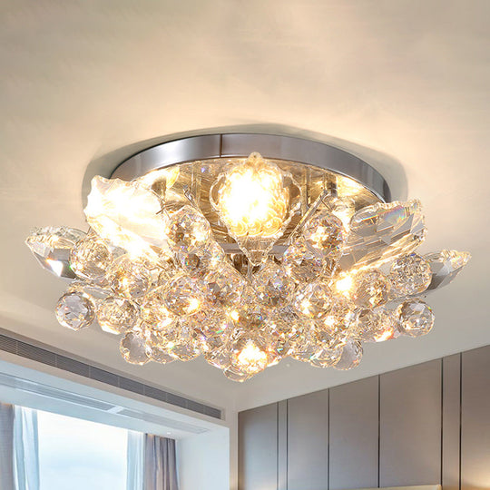 Contemporary Crystal Ball Ceiling Light With Led Gold/Silver Semi Flush Mount