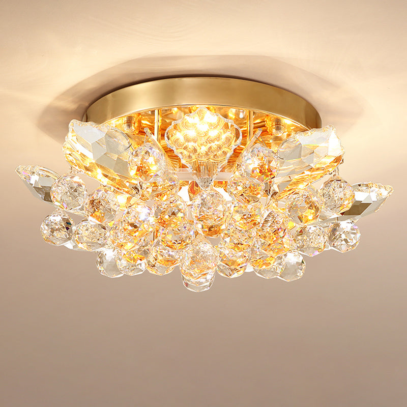 Contemporary Crystal Ball Ceiling Light with LED, Gold/Silver Semi Flush Mount