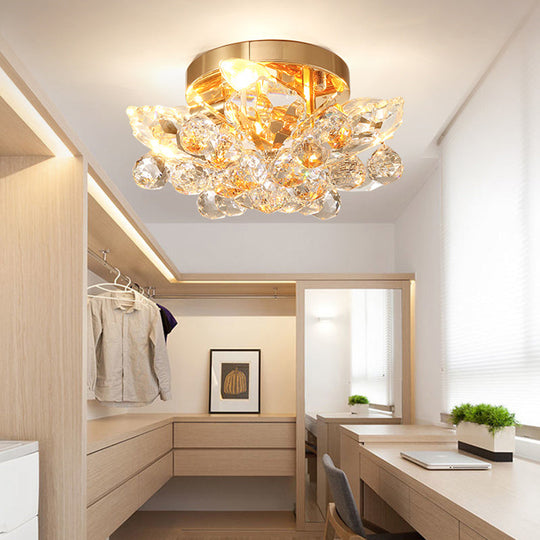 Contemporary Crystal Ball Ceiling Light with LED, Gold/Silver Semi Flush Mount