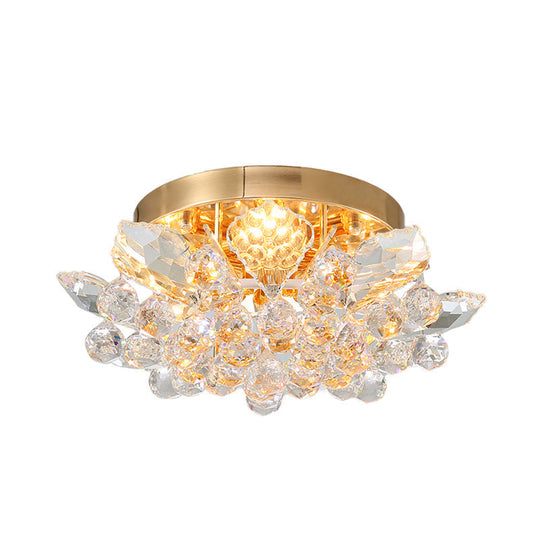 Contemporary Crystal Ball Ceiling Light with LED, Gold/Silver Semi Flush Mount