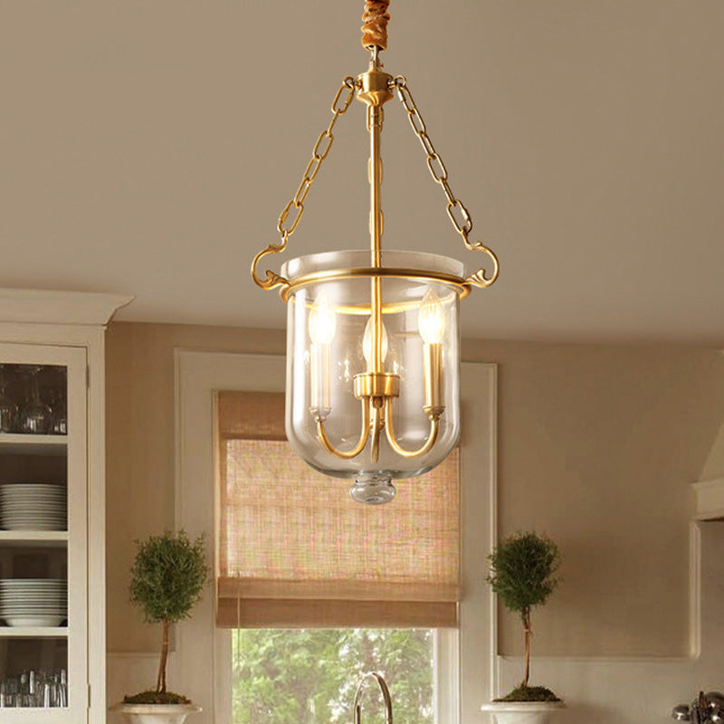 Colonial Candle Glass Chandelier Pendant With Clear - Ideal For Dining Room