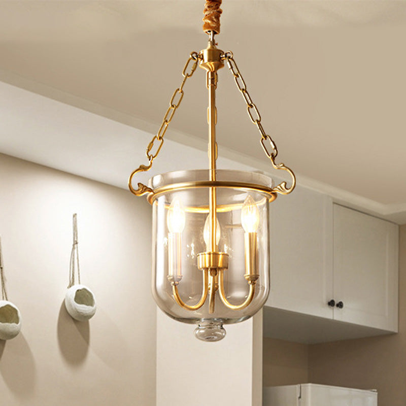 Colonial Candle Glass Chandelier Pendant With Clear - Ideal For Dining Room