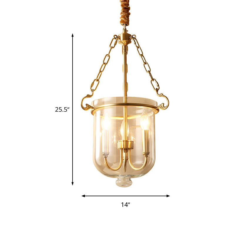 Colonial Candle Glass Chandelier Pendant With Clear - Ideal For Dining Room