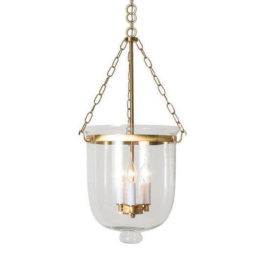 Clear Glass Pendant Chandelier - Colonial Style 3 Bulbs Bedroom Hanging Light