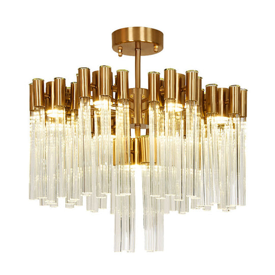 Gold Sputnik Semi Flush Mount Ceiling Light: Postmodern Design with 7 Heads & Crystal Accents