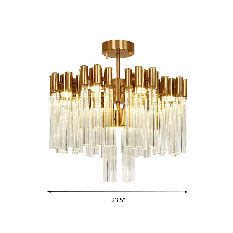 Gold Sputnik Semi Flush Mount Ceiling Light: Postmodern Design with 7 Heads & Crystal Accents