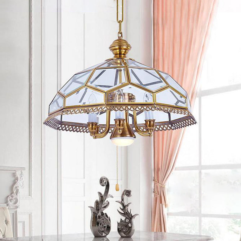 Clear Glass Colonial Chandelier - 7-Head Kitchen Pendant Light Fixture