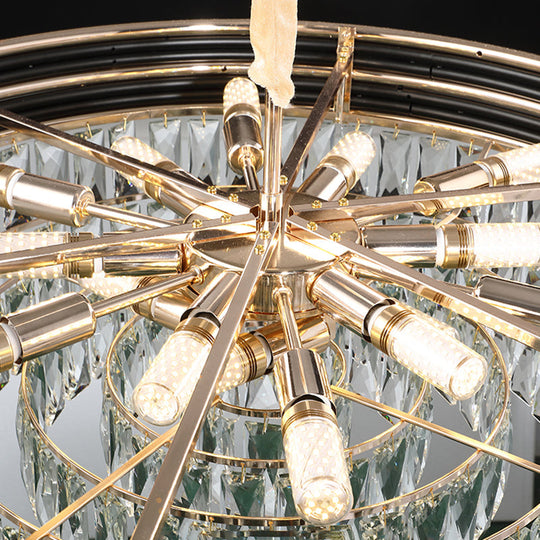 Modern Crystal Block Chandelier With 3 Tiers 9/11 Heads And Black Pendant - 18/21.5 Wide