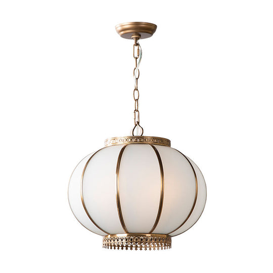 Colonial Lantern Pendant Chandelier For Bedroom White Glass 16/19.5 Width 3/6 Heads